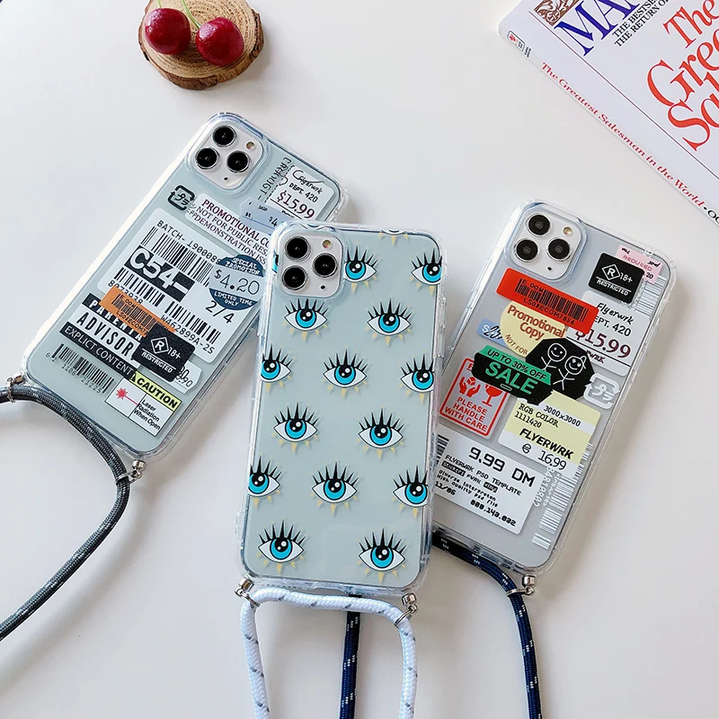 Evil eyes tags label Necklace Lanyard soft silicon phone case For iPhone 12 11 Pro MAX X XS XR 7 8 6S plus SE 2020 MiNi 10 cover
Evil eyes tags label Necklace Lanyard soft silicon phone case For iPhone 12 11 Pro MAX X XS XR 7 8 6S plus SE 2020 MiNi 10 cover