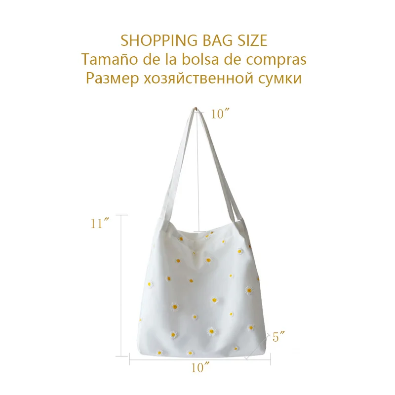 2021 Mini Shoulder Bags for Women's Cute Embroidery Bag with Daisies Small Canvas Tote Bag
2021 Mini Shoulder Bags for Women's Cute Embroidery Bag with Daisies Small Canvas Tote Bag