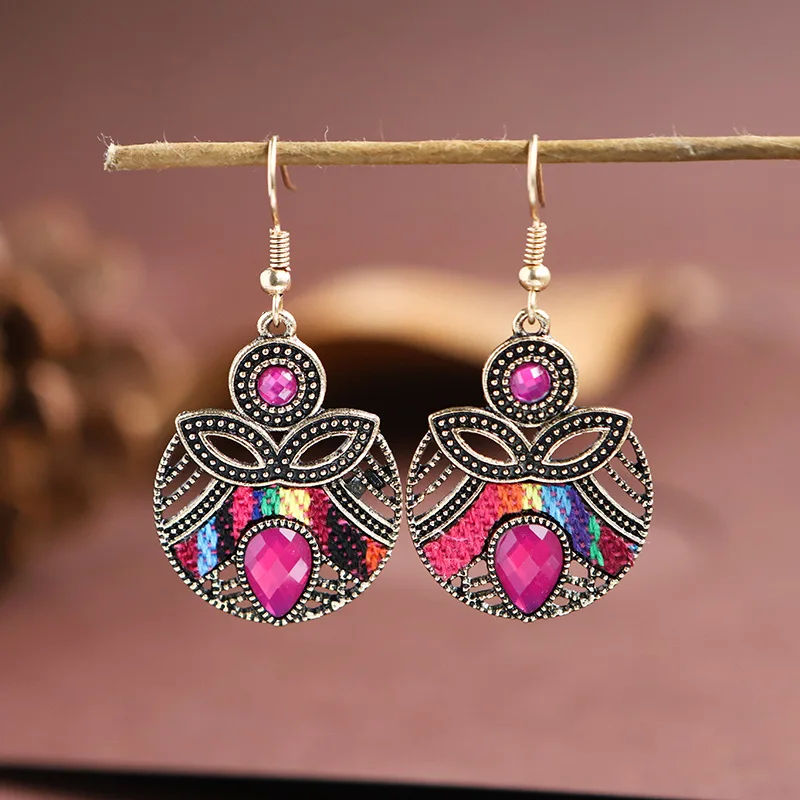 

Vintage Alloy Owl Ethnic Indian Earrings For Women Bohemia Stone Bead Geometric Retro Golden Ladies Earrings Waterdrop Jewelry