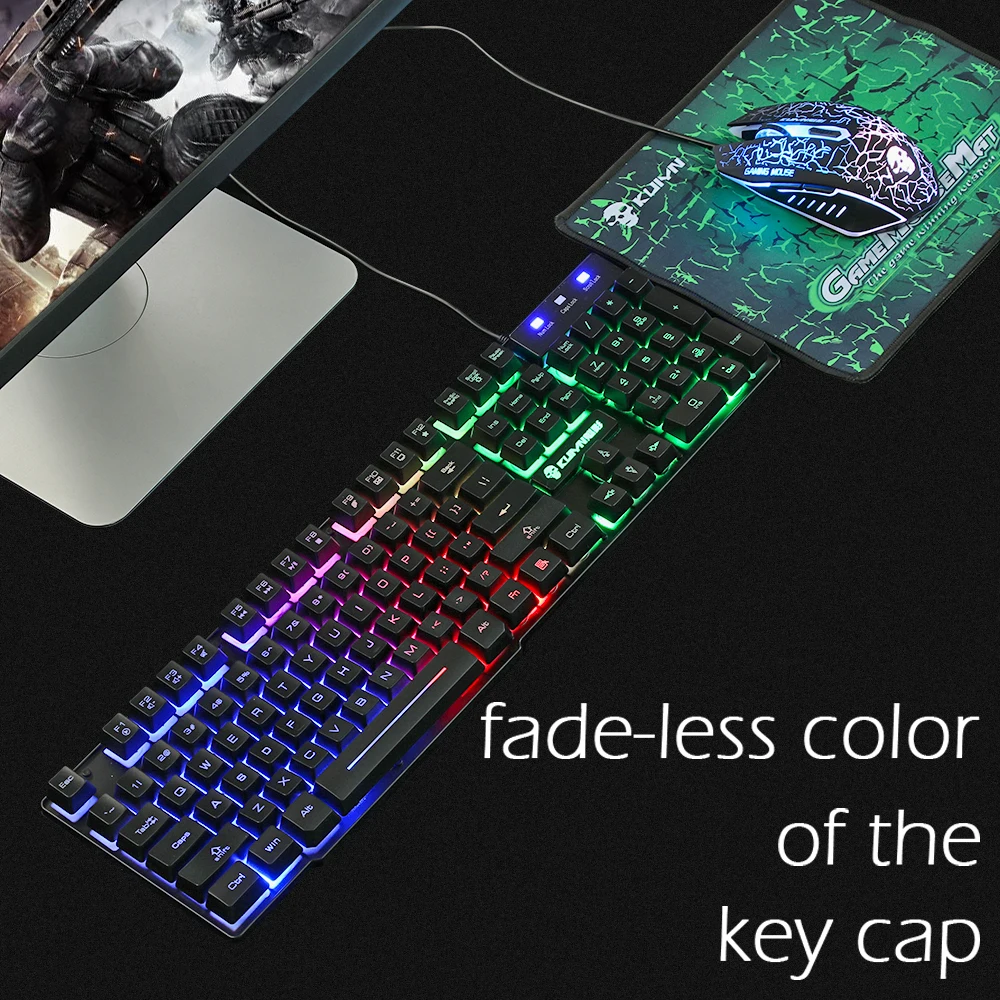 T6 Rainbow Backlit Luminous Keyboard Mouse Set Desktop Computer Game Mechanical Hand Feel For PC PS4 PS3 Xbox One
T6 Rainbow Backlit Luminous Keyboard Mouse Set Desktop Computer Game Mechanical Hand Feel For PC PS4 PS3 Xbox One