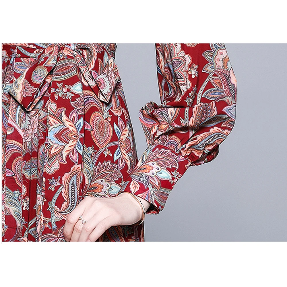 Simgent Robes For Women Lantern Sleeve Stand Collar Ruffles Elegant Chiffon Print Midi Long Vintage Dresses Vestidos SG13238
Simgent Robes For Women Lantern Sleeve Stand Collar Ruffles Elegant Chiffon Print Midi Long Vintage Dresses Vestidos SG13238