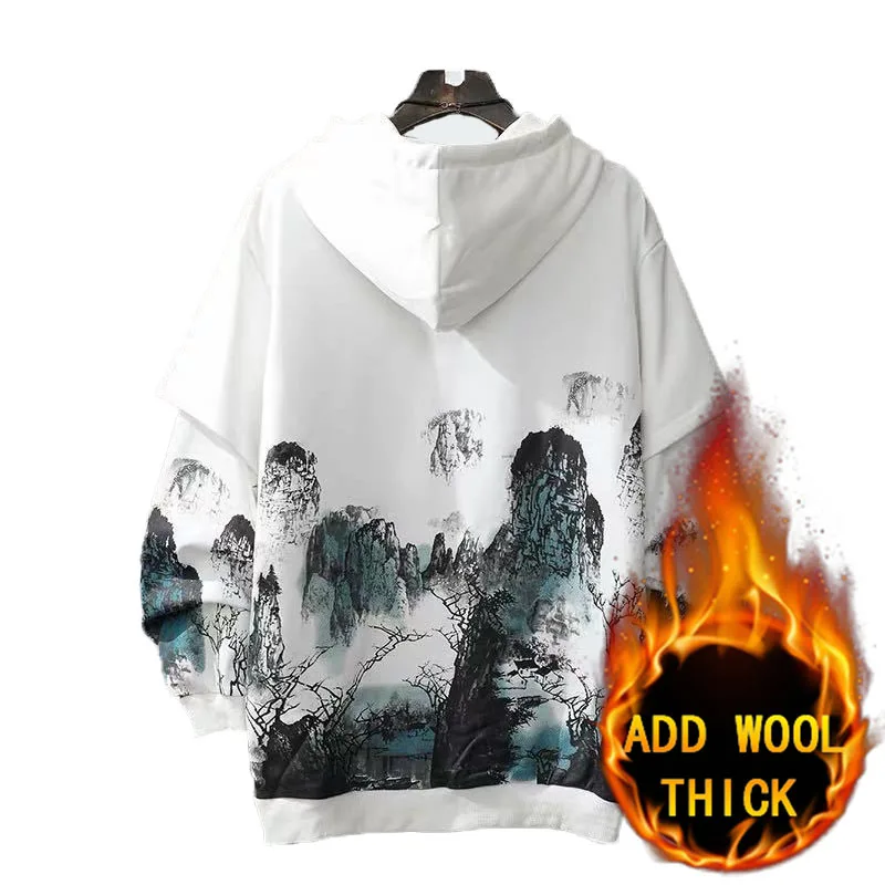 Новинка, зимний мужской пуловер, рубашка в стиле хип-хоп, худи из двух частей, худи с принтом спереди и сзади, украшение в виде китайского чер... 
Новинка, зимний мужской пуловер, рубашка в стиле хип-хоп, худи из двух частей, худи с принтом спереди и сзади, украшение в виде китайского чер...