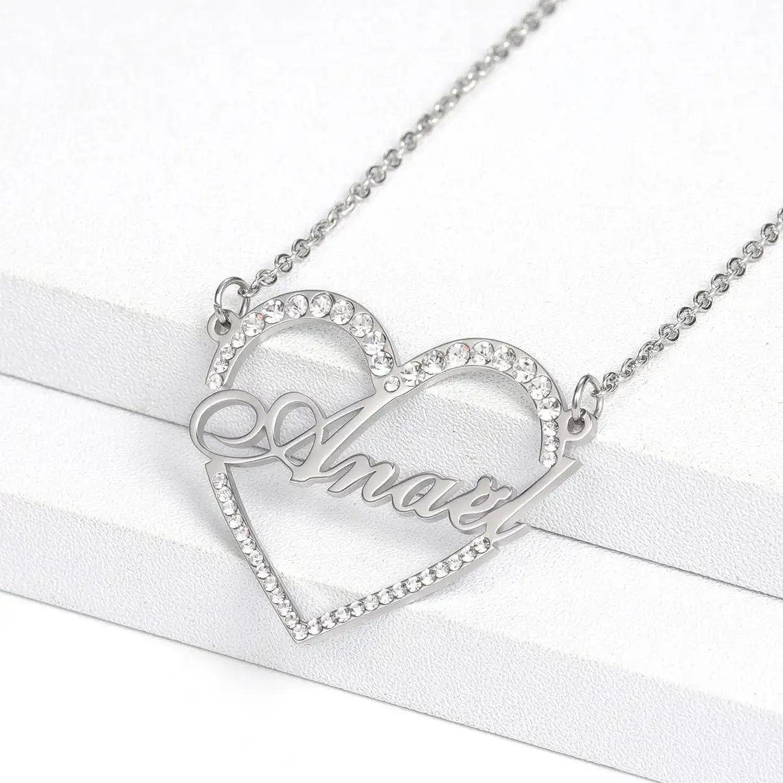 Personalized Heart Bling Cubic Zircon Necklace Stainless Steel Custom Charm Nameplate Necklace Name Necklace for Women's Jewelry
Personalized Heart Bling Cubic Zircon Necklace Stainless Steel Custom Charm Nameplate Necklace Name Necklace for Women's Jewelry