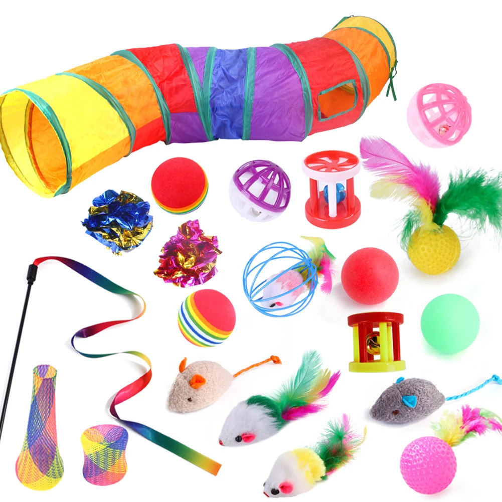 21pcs Rainbow Funny Cat Stick Set Foldable Rainbow Tunnel Cave False Mouse Ball Feather Interactive Toy Household Pet Supplies
21pcs Rainbow Funny Cat Stick Set Foldable Rainbow Tunnel Cave False Mouse Ball Feather Interactive Toy Household Pet Supplies