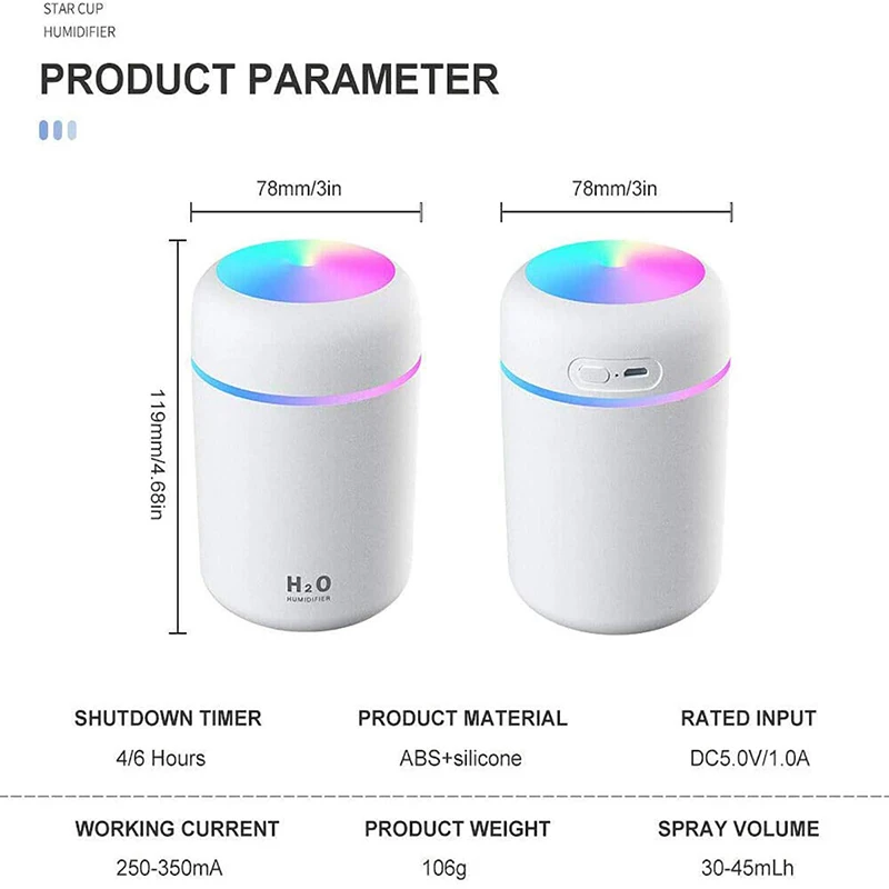Ultrasonic Humidifier 300ml Car Air Humidifiers Portable for Home Essential Aroma Oil Diffuser Mini USB Cool Mist Maker Purifier
Ultrasonic Humidifier 300ml Car Air Humidifiers Portable for Home Essential Aroma Oil Diffuser Mini USB Cool Mist Maker Purifier