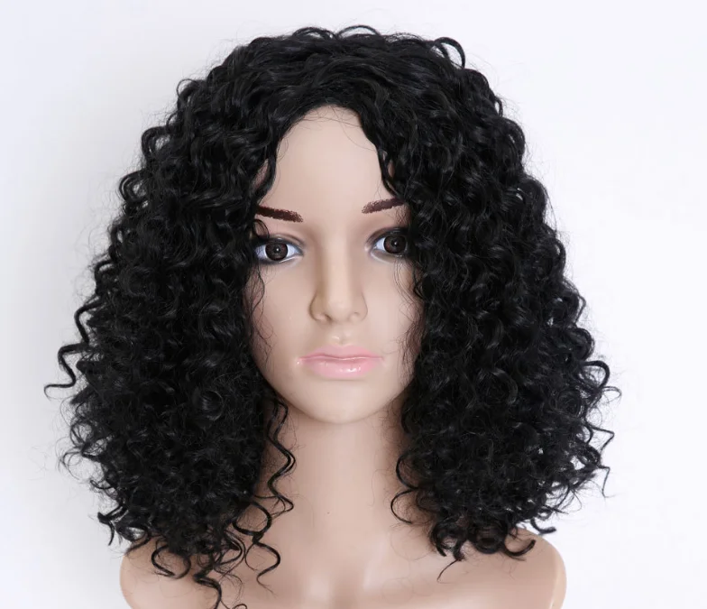 

Kinky Curly Human Hair Wigs With Bangs Brazilian Remy Hair Full Wig with Bangs for Black Women Pixie Cut Jerry Curl Bob Wig