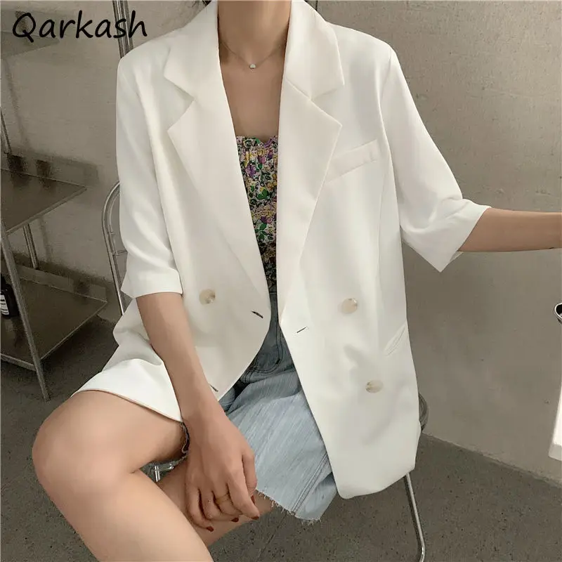 Short Sleeve Blazers Women Loose Double Breasted Elegant Classic Simple All-match Japan Style Street Leisure College Female Ins
Short Sleeve Blazers Women Loose Double Breasted Elegant Classic Simple All-match Japan Style Street Leisure College Female Ins