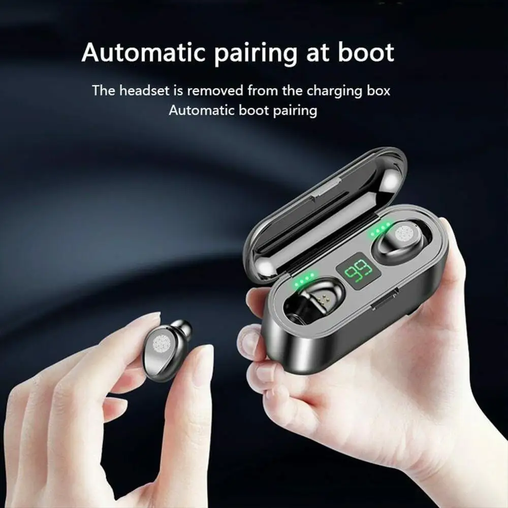 

F9 TWS Wireless Bluetooth Earphone LED Display With 2000mAh Power Bank Headset Wireless Bluetooth V5.0 touch headphones