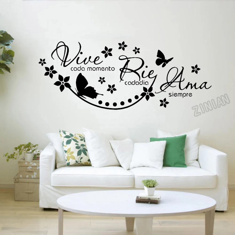 Spanish Saying Wall Decals Vive Cada Momento Rie Cada Dia Ama Siempre Vinyl Wall StickersFor Living Modern Bedroom Decor Y056
Spanish Saying Wall Decals Vive Cada Momento Rie Cada Dia Ama Siempre Vinyl Wall StickersFor Living Modern Bedroom Decor Y056