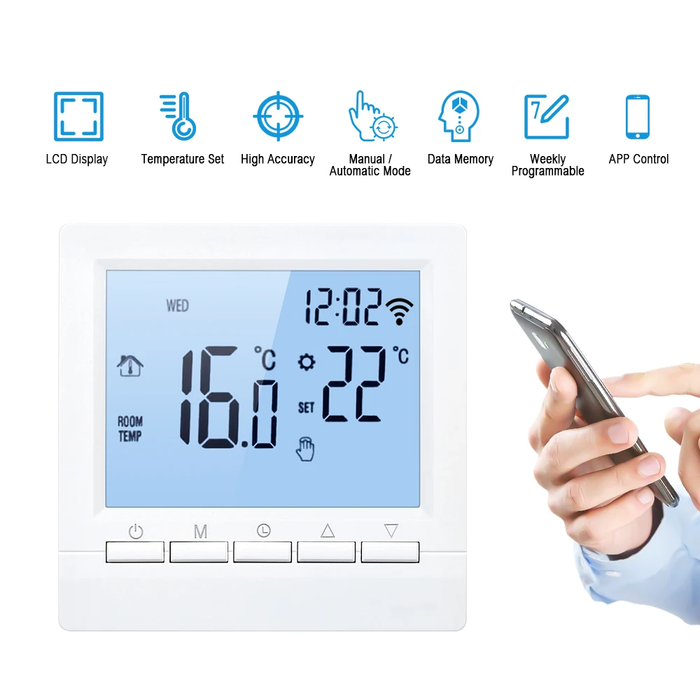 

Умный термостат, цифровой терморегулятор, домашний офис, приложение, программируемый Электрический пол, wifi, нагревательный термостат