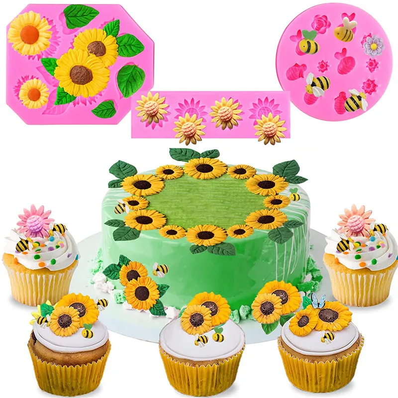 Sunflower Fondant Mold Bumble Bee Silicone Cake Molds Leaves Mold Baby Shower Birthday Cake Sugar Decorations silicone molds
Sunflower Fondant Mold Bumble Bee Silicone Cake Molds Leaves Mold Baby Shower Birthday Cake Sugar Decorations silicone molds