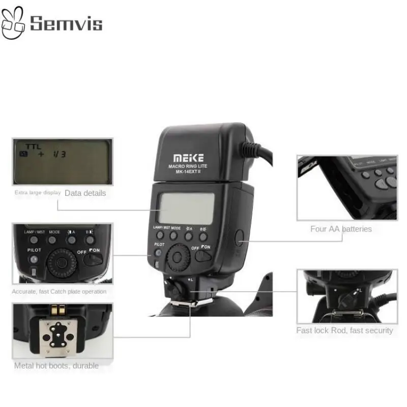 Meike MK-14EXT Camera Flash Ring Macro Flash TTL Ring Camera Flashes for Canon Nikon Camera Flashes Photography
Meike MK-14EXT Camera Flash Ring Macro Flash TTL Ring Camera Flashes for Canon Nikon Camera Flashes Photography