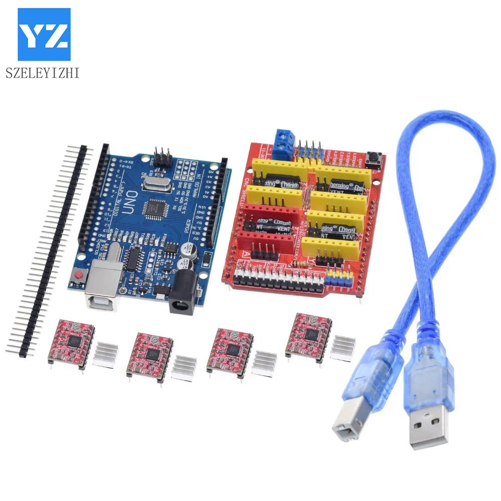 

cnc shield v3 engraving machine 3D Printer+ 4pcs A4988 driver expansion board for Arduino + UNO R3 with USB cable