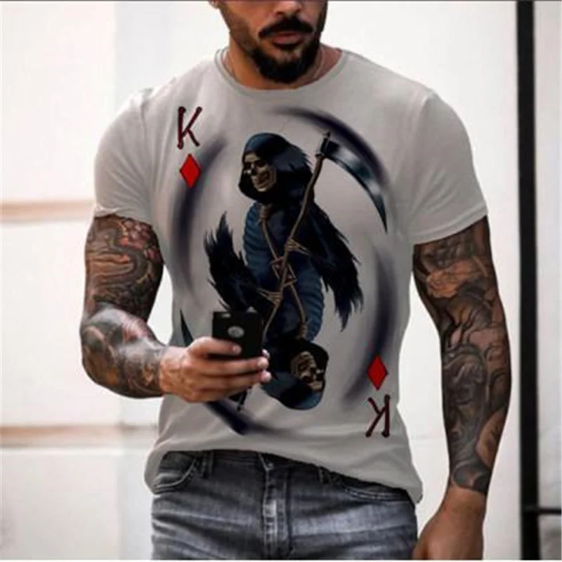2021 Men's Fun Skull Head European and American Personality 3D Printed T-Shirt Summer Cool Men's Short Sleeve
2021 Men's Fun Skull Head European and American Personality 3D Printed T-Shirt Summer Cool Men's Short Sleeve