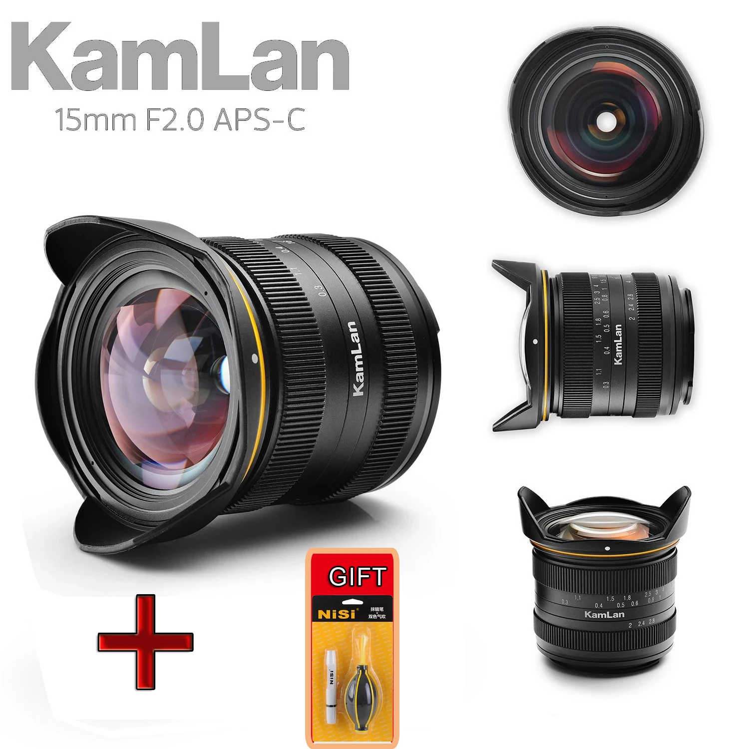 

Широкоугольный объектив для беззеркальной камеры Kamlan 15 мм f2.0 с ручной фокусировкой для Canon M/Sony E/Fuji X/M43 Mount camera s