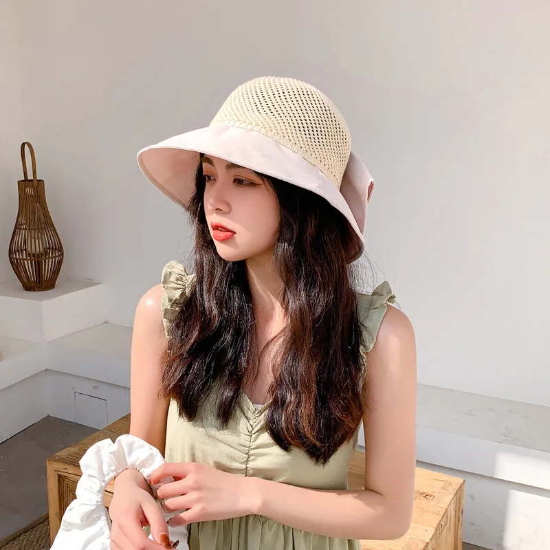 Summer Hats For Women Knitted Breathable Foldable Sun Hat With Bow Sun Protection Sunshade Fashion Beach Hat Cap Travel New
Summer Hats For Women Knitted Breathable Foldable Sun Hat With Bow Sun Protection Sunshade Fashion Beach Hat Cap Travel New