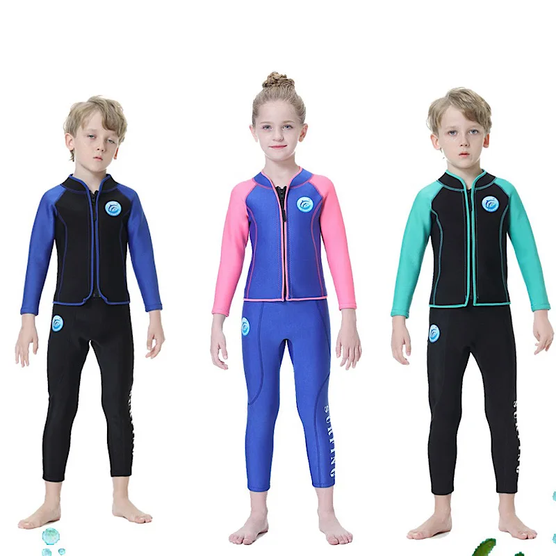Two-piece Suit 2.5MM Neoprene Wetsuits Kids Swimwears Diving Suits Long Sleeves Surfing Children Rash Guards Front Zipper Suit
Two-piece Suit 2.5MM Neoprene Wetsuits Kids Swimwears Diving Suits Long Sleeves Surfing Children Rash Guards Front Zipper Suit