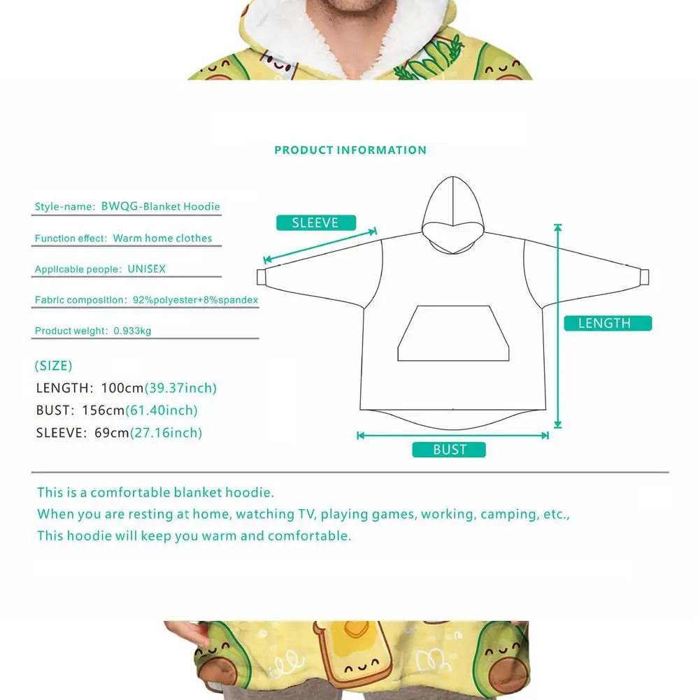 Lazy Blanket Sweater Hooded Casual Home Wear Lazy TV Blanket Autumn and winter couples fruit digital printing loose and warm
Lazy Blanket Sweater Hooded Casual Home Wear Lazy TV Blanket Autumn and winter couples fruit digital printing loose and warm