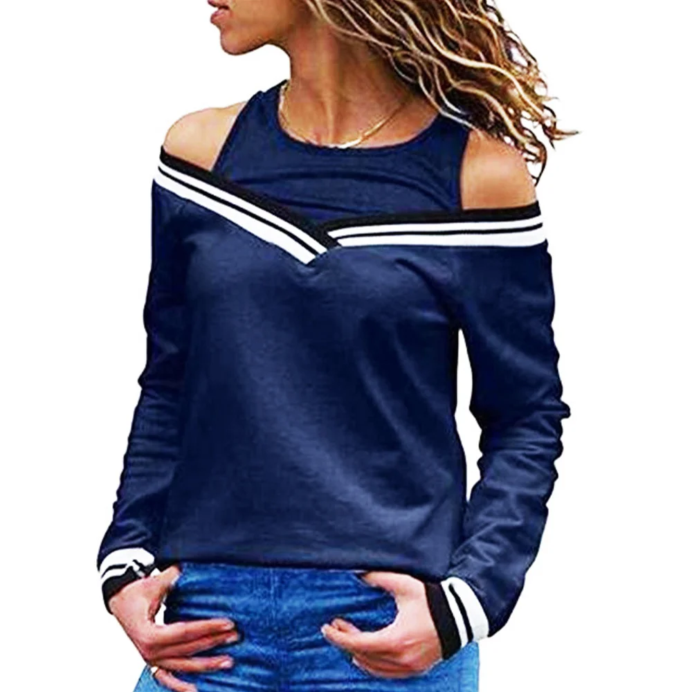 Women O-neck Cold Shoulder Striped Fake Two Suit Sweatshirt Loose Casual Long Sleeve Pullover Tops Autumn
Women O-neck Cold Shoulder Striped Fake Two Suit Sweatshirt Loose Casual Long Sleeve Pullover Tops Autumn