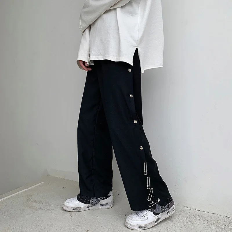 New Contrasting color stitching fake two-piece wide-leg pants Men's jogging pants Men's fashion brand side-breasted loose pants
New Contrasting color stitching fake two-piece wide-leg pants Men's jogging pants Men's fashion brand side-breasted loose pants