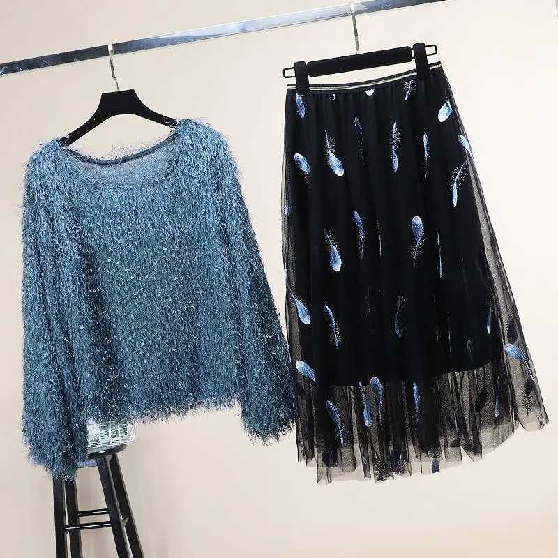 High Quality Women Spring Autumn 2 Piece Set Female Long Sleeve Tops And Mesh Skirt Sets Ladies Elegant Slim Suits Outfits F150
High Quality Women Spring Autumn 2 Piece Set Female Long Sleeve Tops And Mesh Skirt Sets Ladies Elegant Slim Suits Outfits F150
