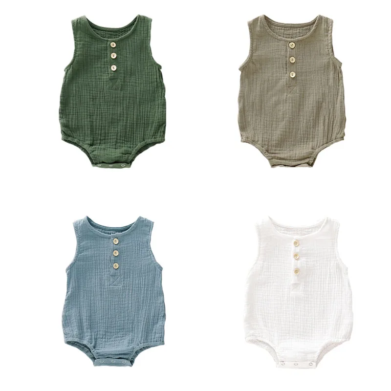 Baby Unisex Button Clothing Romper Baby Boy Girl Cotton Linen Sleeveless Jumpsuit Newborn Summer Fashion One-piece Clothes
Baby Unisex Button Clothing Romper Baby Boy Girl Cotton Linen Sleeveless Jumpsuit Newborn Summer Fashion One-piece Clothes