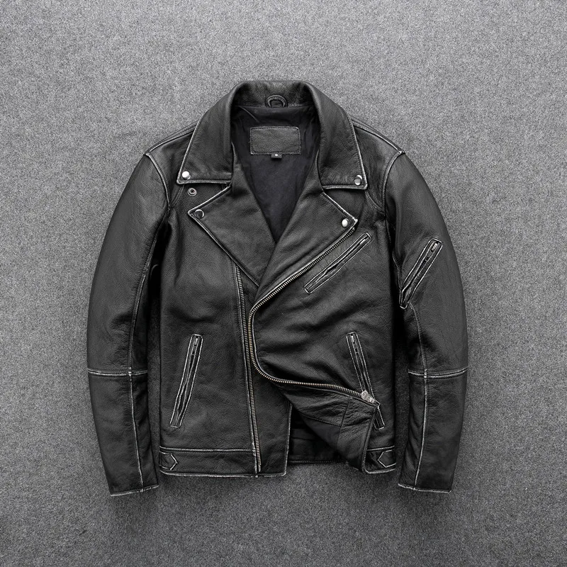 GU.SEEMIO Heavy Motorcycle Leather Jacket Vintage Classical Jacket Genuine Leather Clothing Men Thick Grey
GU.SEEMIO Heavy Motorcycle Leather Jacket Vintage Classical Jacket Genuine Leather Clothing Men Thick Grey