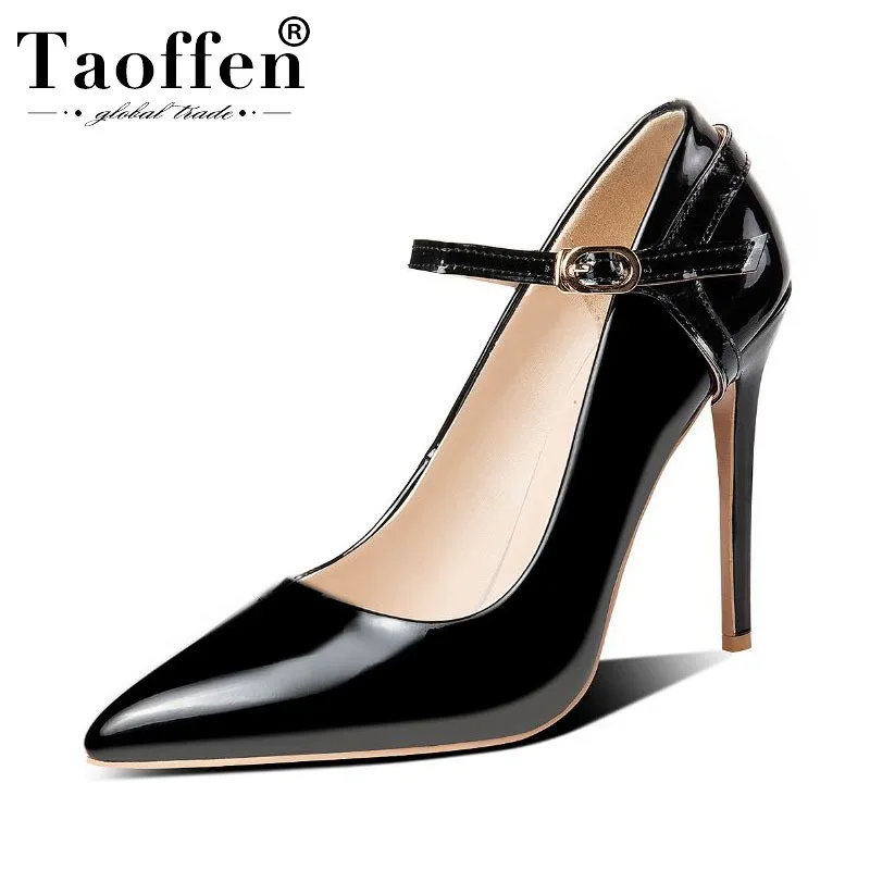 Taoffen Plus Size 33-50 Ladies Pumps Spring Pointed Toe Party Buckle Wedding Shoes Woman High Heel Outdoor Footwear | Обувь