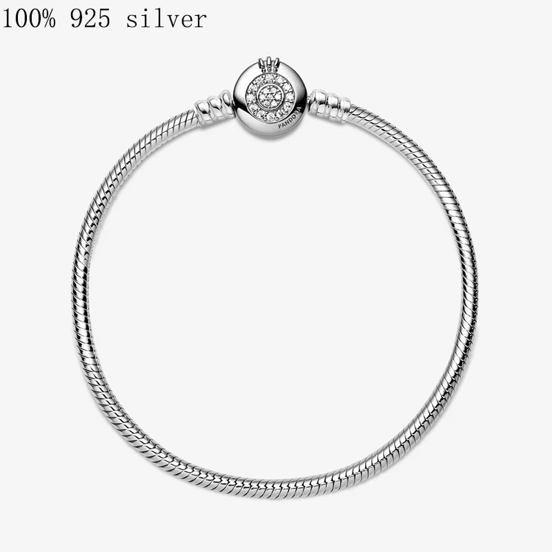 Authentic Original 925 Sterling Silver Snake Chain Charm Bracelet Shining Rose Golden Crown O Fit Pand Clips Bead Femmel Jewelry
Authentic Original 925 Sterling Silver Snake Chain Charm Bracelet Shining Rose Golden Crown O Fit Pand Clips Bead Femmel Jewelry