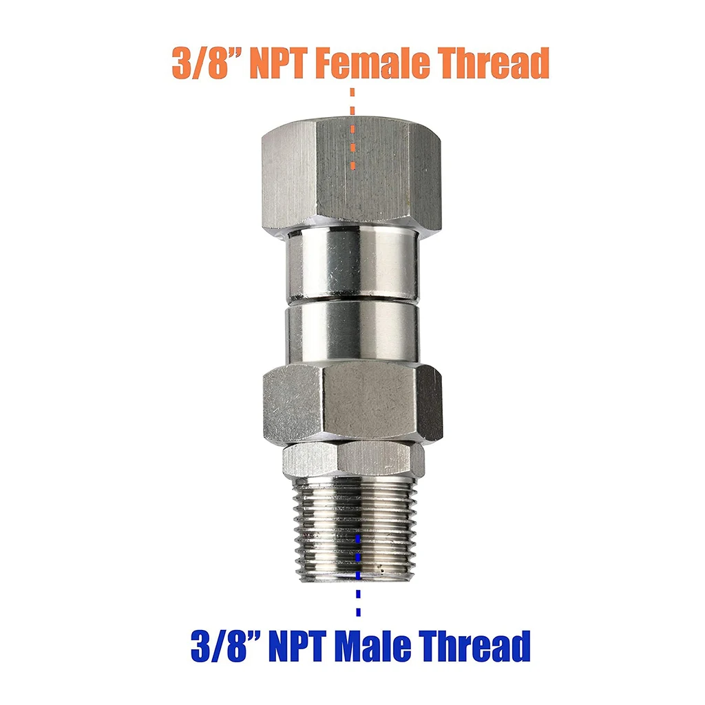 Stainless Steel High Pressure Washer Swivel Joint 3/8 Inch Pressure Washer Hose Fittings 4500 PSI Car Cleaning
Stainless Steel High Pressure Washer Swivel Joint 3/8 Inch Pressure Washer Hose Fittings 4500 PSI Car Cleaning