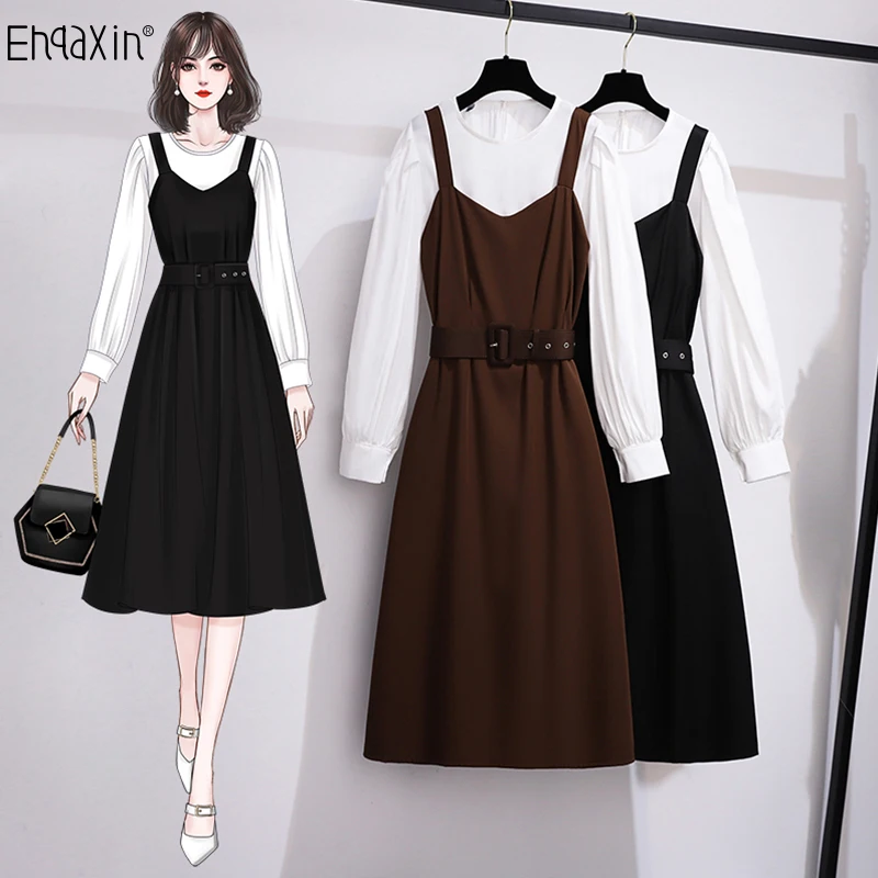 EHQAXIN Autumn Womens Dresses Set French Sling A-Line Dress + White Chiffon Tops Two-Piece Suit With Belt Casual All-Match S-L
EHQAXIN Autumn Womens Dresses Set French Sling A-Line Dress + White Chiffon Tops Two-Piece Suit With Belt Casual All-Match S-L
