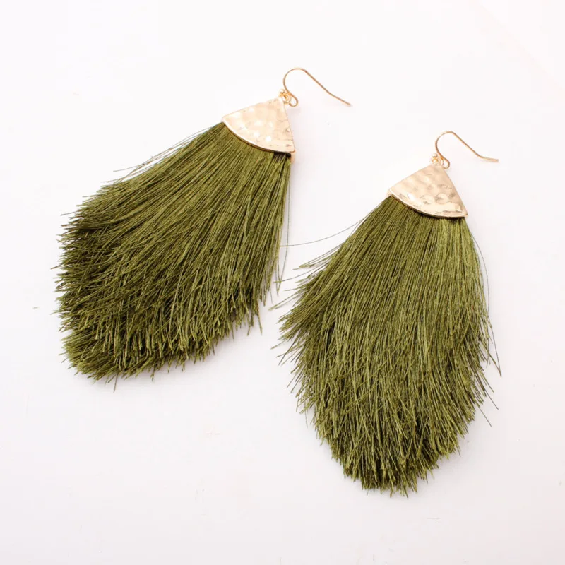 

2021 vintage Ethnic Bohemia Drop Dangle Long Rope Fringe Cotton Tassel Earrings Trendy Sector Earrings for Women Fashion Jewelry