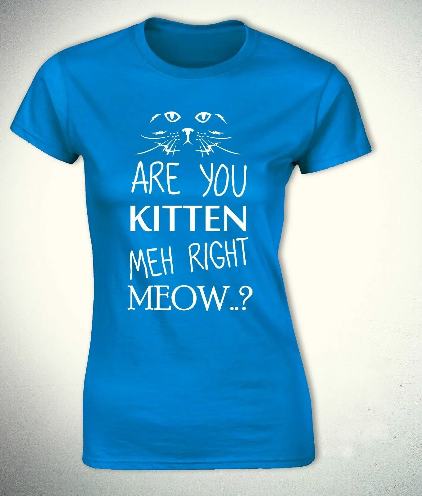 Are You Kitten Meh Right Meow T Shirt Funny Cat Animal Pet Girl Fashion Tee Womens S-XL | Женская одежда