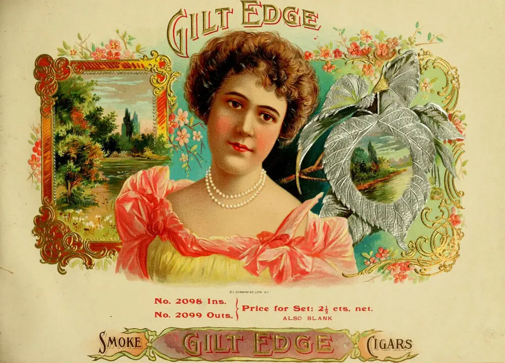 Винтажный металлический оловянный плакат с позолоченными краями для сигар 
Винтажный металлический оловянный плакат с позолоченными краями для сигар