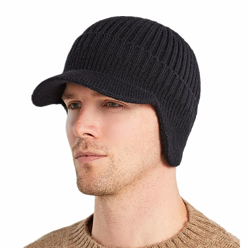 Men Winter Bomber Hats Warm Knitted Cap Hat with Earflaps Short Brim Outdoor Cycling Warm Black Hat Caps for Men 2021
Men Winter Bomber Hats Warm Knitted Cap Hat with Earflaps Short Brim Outdoor Cycling Warm Black Hat Caps for Men 2021