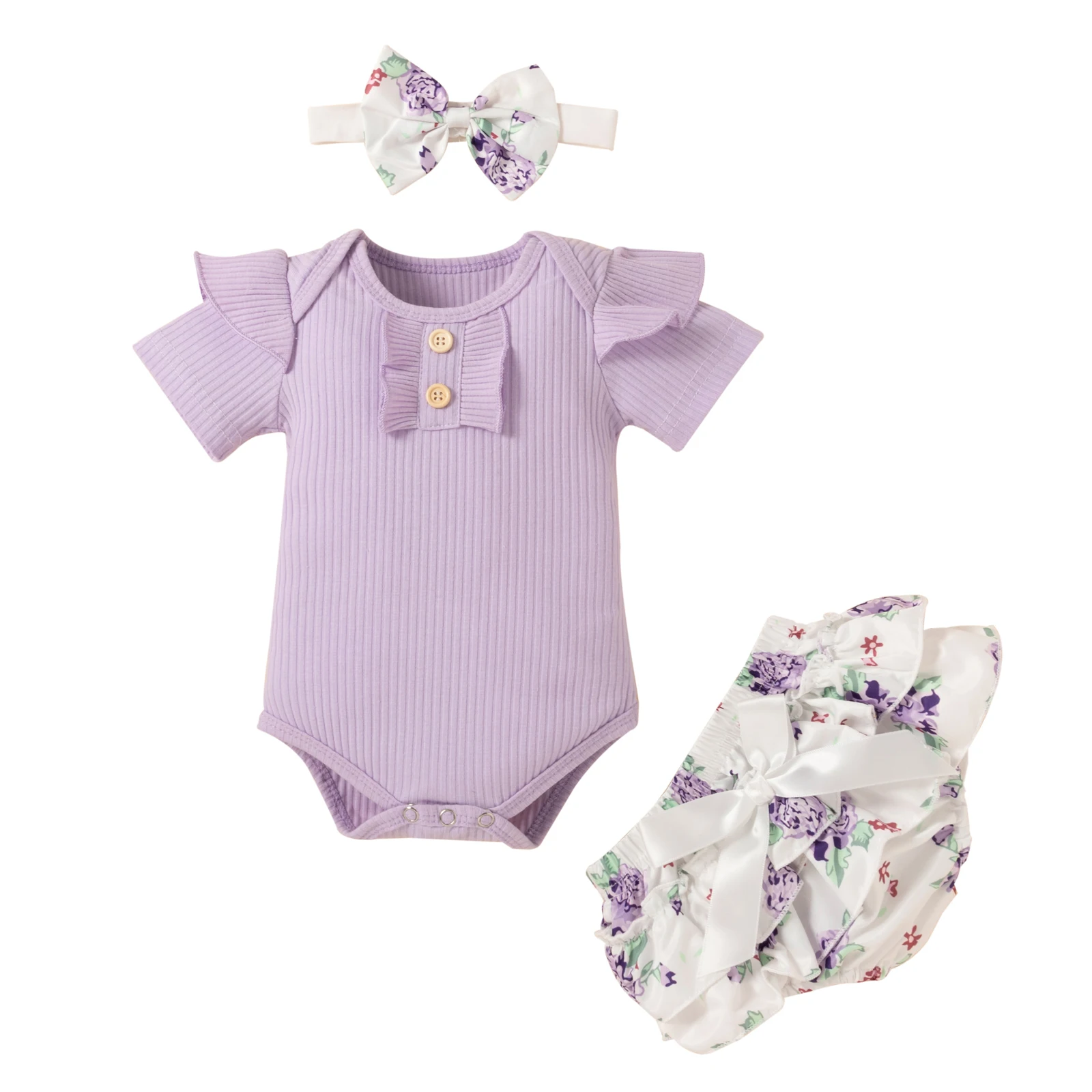 Infant Baby Girls Clothes Set Solid Color Short Sleeve O-neck Romper Floral Print Shorts Bow-knot Headband
Infant Baby Girls Clothes Set Solid Color Short Sleeve O-neck Romper Floral Print Shorts Bow-knot Headband