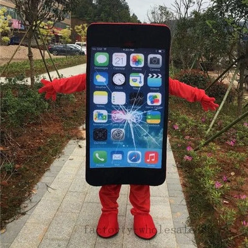 

Mobile Advertising Cell Phone Mascot Costume Suits Red Adults Size Add Logo Hot Handmade Interesting Cartoon Character Clothing