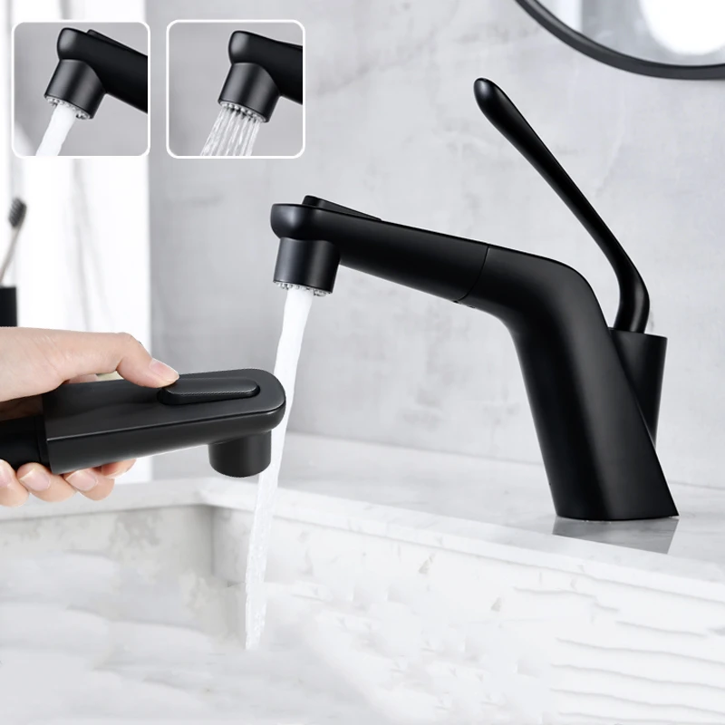 Black Basin Faucet Nordic Style Pull Out Bathroom Sink Faucet Singe Handle Hot and Cold Deck Mounted Bath Mixer Tap Crane
Black Basin Faucet Nordic Style Pull Out Bathroom Sink Faucet Singe Handle Hot and Cold Deck Mounted Bath Mixer Tap Crane
