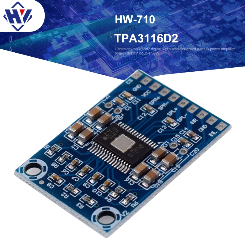 TPA3116D2 Ultra-thin DC 12V-24V 2x50W Dual Channel Mini Digital Audio Amplifier D Class 50W+50W Power Amplifier Board Dual 50W
TPA3116D2 Ultra-thin DC 12V-24V 2x50W Dual Channel Mini Digital Audio Amplifier D Class 50W+50W Power Amplifier Board Dual 50W