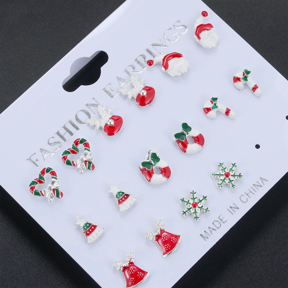 8 Pairs Christmas Stud Earrings Set Cute Santa Claus Snowman Tree Bell Gift Xmas Earrings Jewelry Accessories Set For Women Girl
8 Pairs Christmas Stud Earrings Set Cute Santa Claus Snowman Tree Bell Gift Xmas Earrings Jewelry Accessories Set For Women Girl