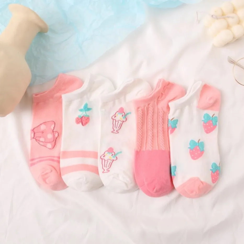 Pink Strawberry Socks Female Socks Summer Thin Ins Tide Cute Cartoon Japanese Cotton Socks Shallow Mouth Boat Socks
Pink Strawberry Socks Female Socks Summer Thin Ins Tide Cute Cartoon Japanese Cotton Socks Shallow Mouth Boat Socks