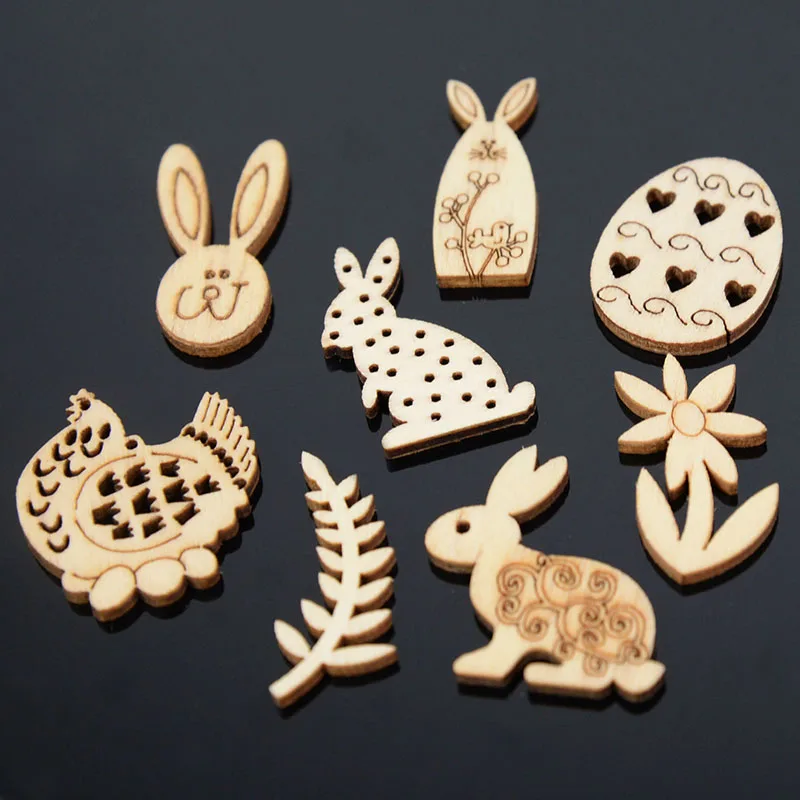 50pcs Easter Wooden Chips Cartoon Animal Wood Ornament DIY Crafts Rabbit Egg Flower Shape Handmade Wood Happy Easter Supplies
50pcs Easter Wooden Chips Cartoon Animal Wood Ornament DIY Crafts Rabbit Egg Flower Shape Handmade Wood Happy Easter Supplies