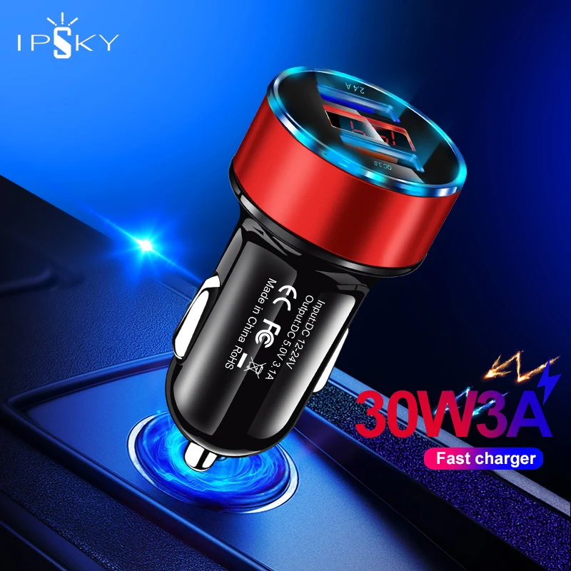 IPSKY Quick Charge 3 0 Mini Автомобильное зарядное устройство быстрая зарядка мобильный