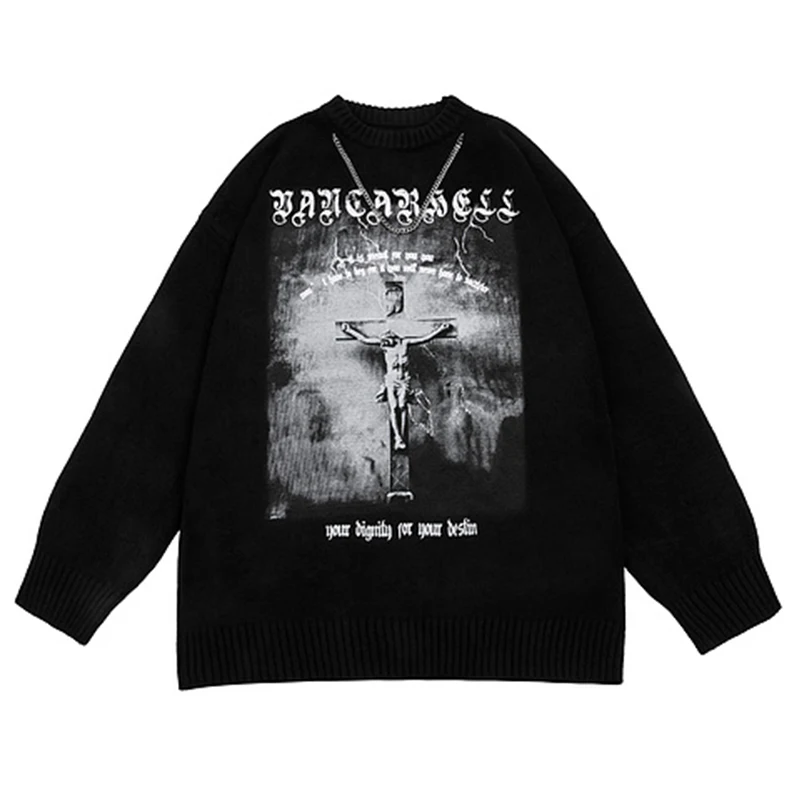 Men Jesus Printed Knit Sweaters Winter Unisex Oversize Couple Knitwear Women Harajuku Hipster Necklace Sweater Pullover Tops
Men Jesus Printed Knit Sweaters Winter Unisex Oversize Couple Knitwear Women Harajuku Hipster Necklace Sweater Pullover Tops