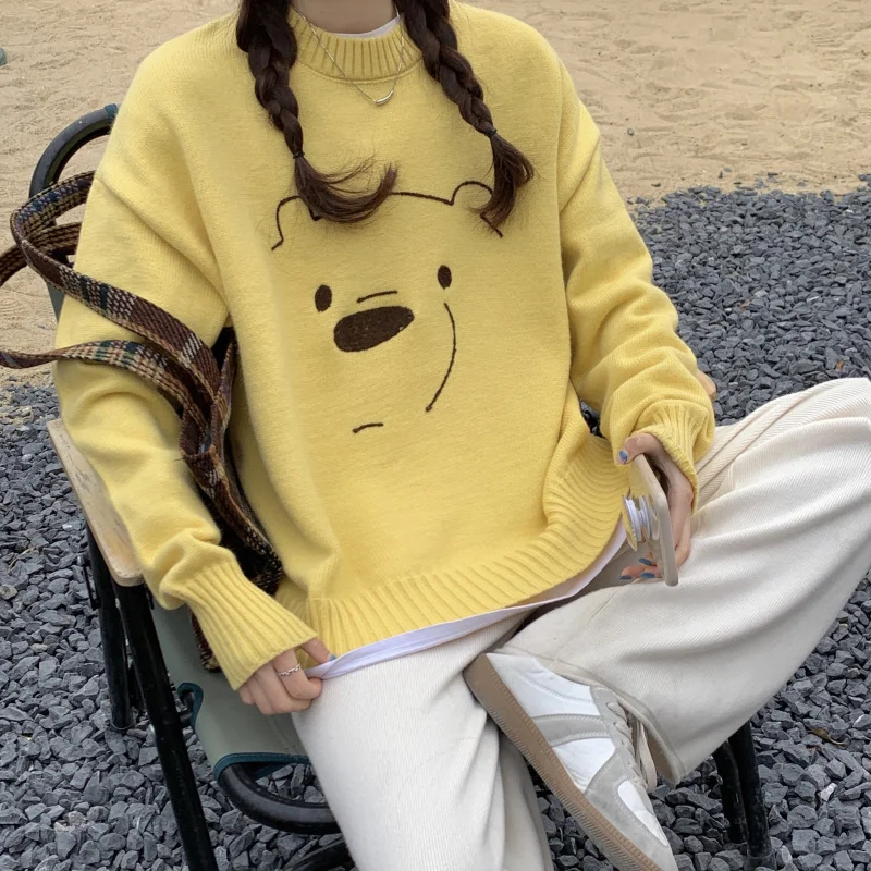 Fashion Pullove Sweet Kawaii Cartoon Print Yellow Women Sweater 2022 Autumn Korean Preppy Style Loose Twist Knitt Sweater Female
Fashion Pullove Sweet Kawaii Cartoon Print Yellow Women Sweater 2022 Autumn Korean Preppy Style Loose Twist Knitt Sweater Female