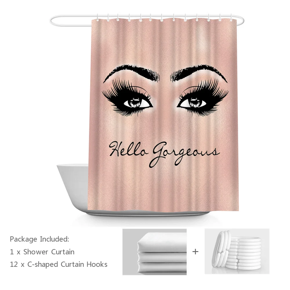 Eyelash Shower Curtain Hello Gorgeous Bath Curtains Monochrome Artistic Drawing of Young Woman Eyes for Bathtub Decoration
Eyelash Shower Curtain Hello Gorgeous Bath Curtains Monochrome Artistic Drawing of Young Woman Eyes for Bathtub Decoration