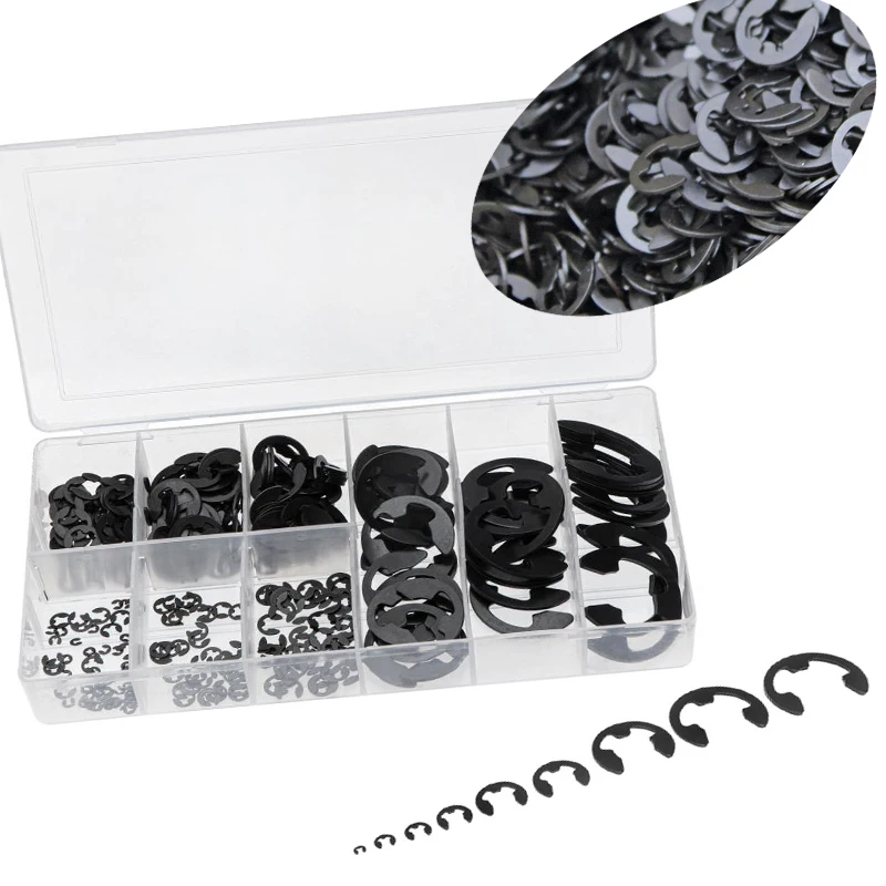 300 PCS M3 M4 M5 M6 M8 M9 Black Steel E Clip Circlip Retaining Ring Washer for Shaft Fastener
300 PCS M3 M4 M5 M6 M8 M9 Black Steel E Clip Circlip Retaining Ring Washer for Shaft Fastener