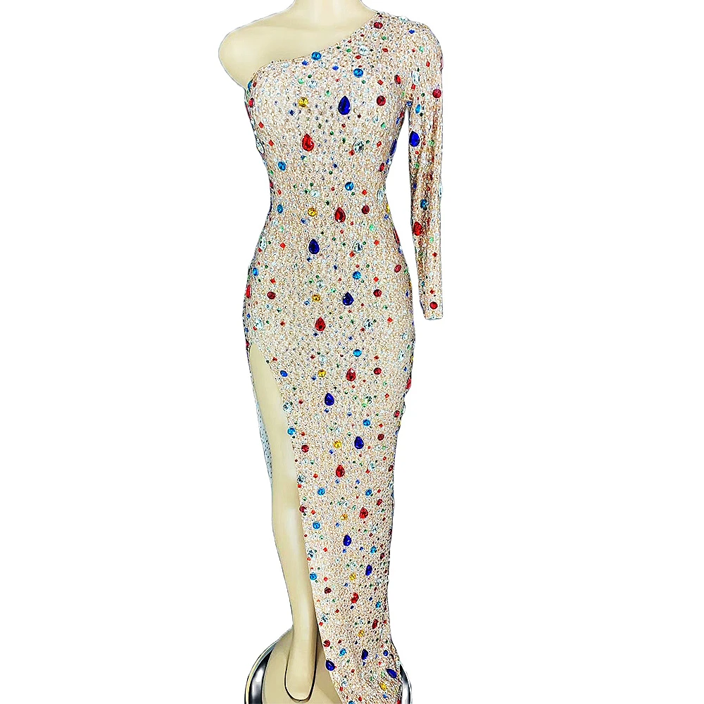 Multicolor Rhinestones Split Fork Dress/Two-Piece Suit Jumpsuits One Off Shoulder Asymmetrical Performance Stage Wear Lady
Multicolor Rhinestones Split Fork Dress/Two-Piece Suit Jumpsuits One Off Shoulder Asymmetrical Performance Stage Wear Lady