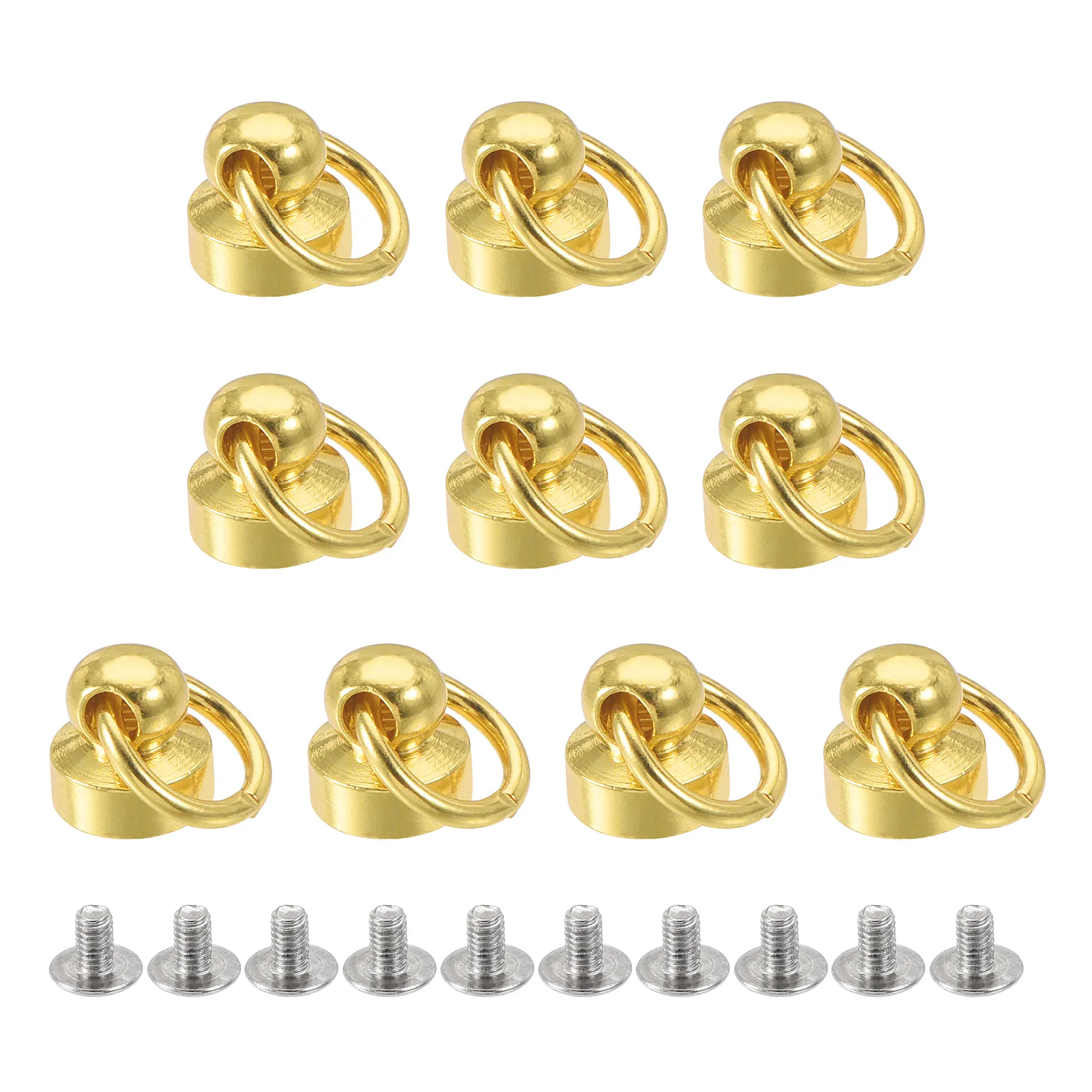 

Uxcell 8x8mm Pull Ring Rivets Studs Round Head for DIY Brass Gold Tone 20pcs