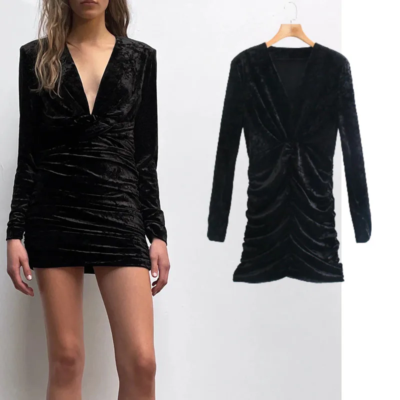 Fashion Elegant Sexy Bag Hip V-neck Pleated Mini Dress Sexy Long Sleeve Female Dresses Party Club Dress Vestidos 2021 New
Fashion Elegant Sexy Bag Hip V-neck Pleated Mini Dress Sexy Long Sleeve Female Dresses Party Club Dress Vestidos 2021 New